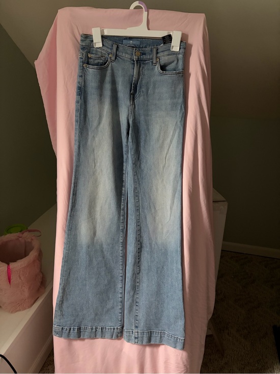 7 For All Mankind Denim - 7 For All Mankind Dojo wide-leg flare jeans in a light wash denim size 27